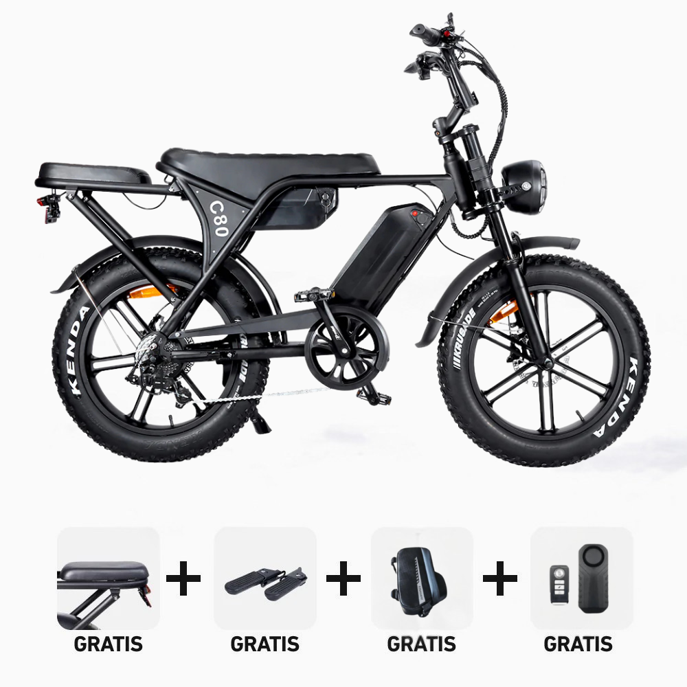 Combi-Deal! Ouxi C80 Max (Dubbele Accu) - Fatbike - Zwart